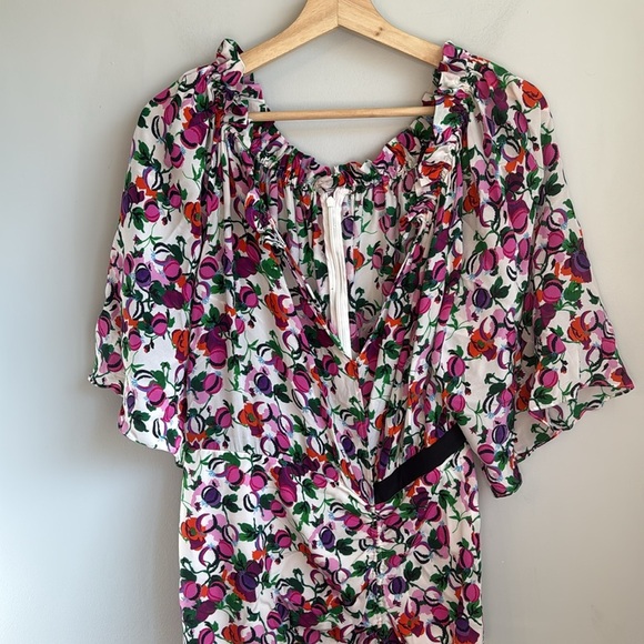 SALONI Olivia Floral Print Off the Shoulder Midi Dress SZ 8 - Picture 5 of 10